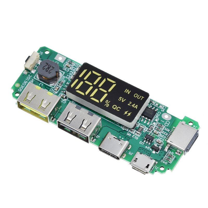 LED Dual USB 5V 2.4A Micro/Type-C USB Mobile Power Bank 18650 modulo di ricarica caricabatteria al litio scheda protezione del circuito