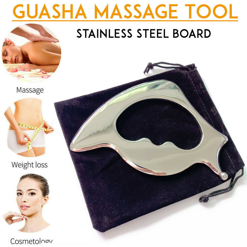 Massageador gua sha guasha em aço inoxidável, ferramenta de terapia física para massagem nos músculos soltos, máquina de massagem em spa