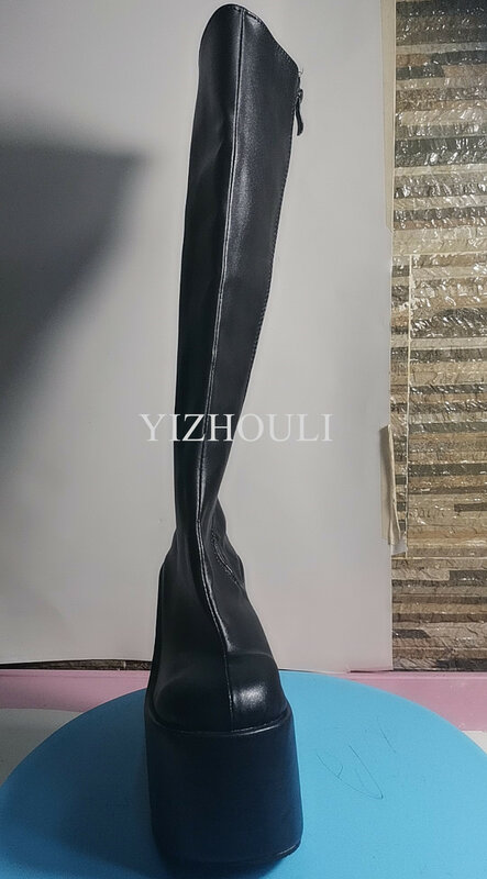 A cor pode ser personalizada para sapatas femininas, salto alto 12.5 cm da cunha das botas da dança do pólo, saltos altos da mostra da fase do modelo, dança