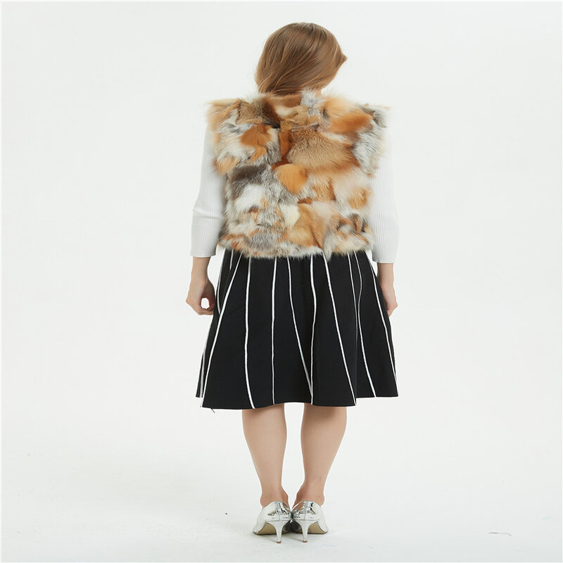 ผู้หญิงฤดูหนาวเสื้อขนสัตว์ขนสุนัขจิ้งจอกธรรมชาติ Vest Red Fox Fur หญ้าเสื้อกั๊กสั้นเสื้อกั๊กฤดูหนาว