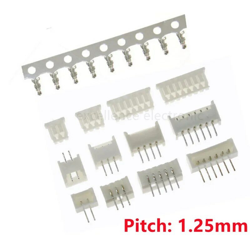 MICRO JST 1.25 커넥터, 1.25mm 피치, 스트레이트 핀 헤더, 하우징, 터미널 세트, 1.25-2, 3, 4, 5, 6, 7, 8, 9, 10P, 10 세트