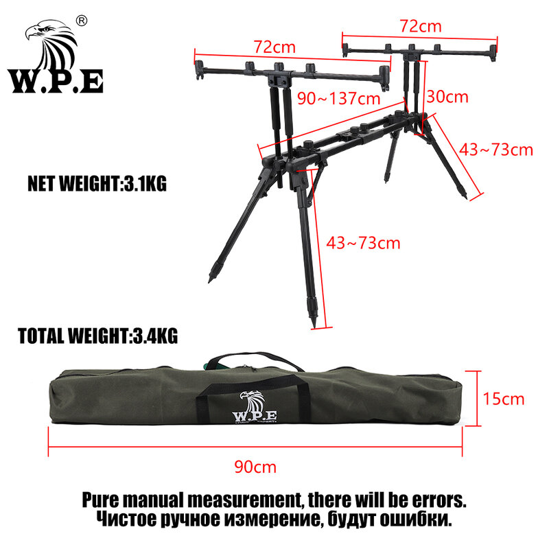 W.P.E Carp Fishing Rod Pod Stand Holder Folding Stand Bracket Fishing Pole Holder Adjustable Retractable Fishing Accessories