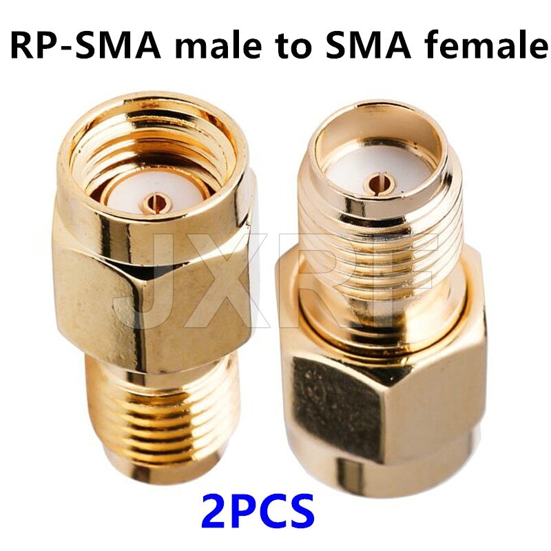 JXRF RF 동축 동축 어댑터, SMA 수컷 암컷 RP SMA to SMA 수컷 RP-SMA 커넥터, 2 개