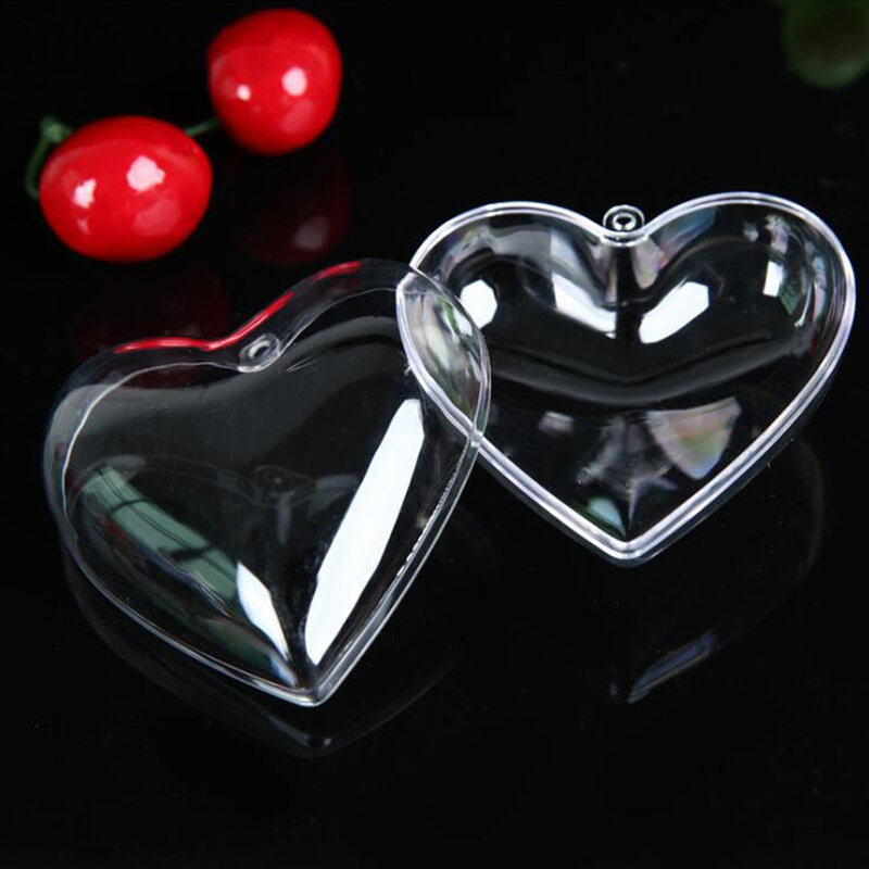 Boule rechargeable en forme de cœur, 1 pièce, arbre de noël Transparent, stockage de bonbons suspendus, décorations de fête de mariage et de noël