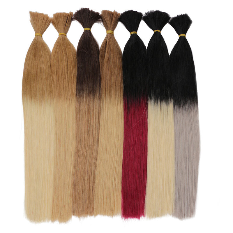 Real Beauty Ombre Colored Human Hair Bulk For Braiding Brazilian Remy Straight Bulk No Weft Hair Extensions 30cm to 70cm