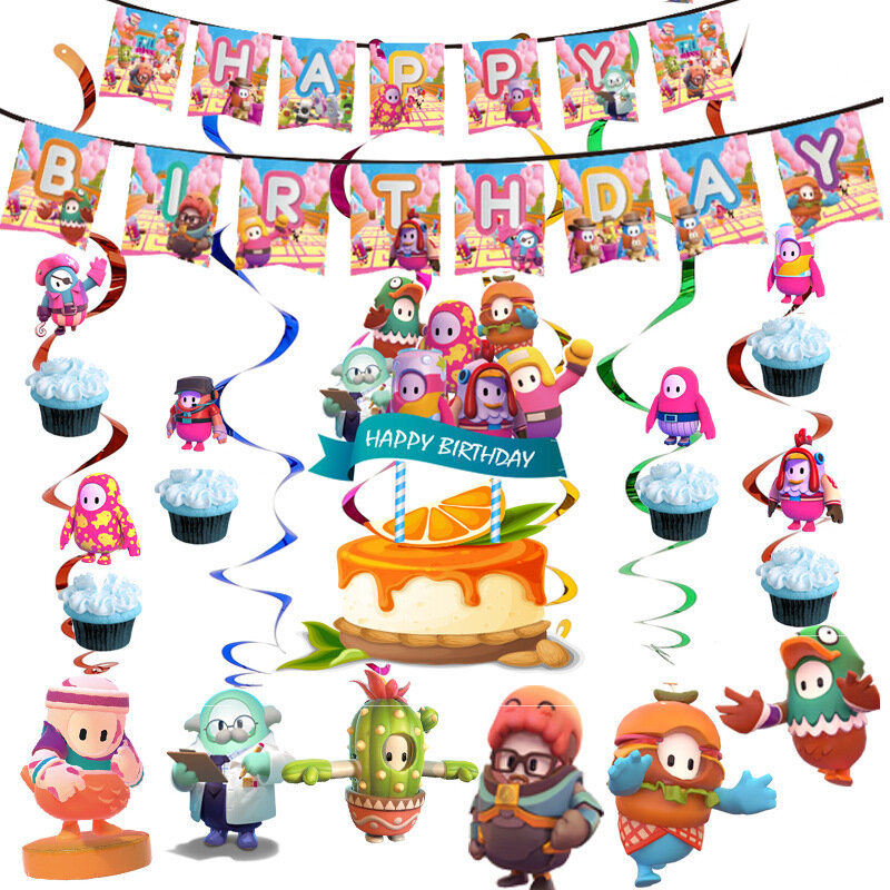 Full Guys gioco tema decorazione per feste Set di stoviglie usa e getta bicchieri di carta piatti bandiere Baby Shower bambini ragazzi forniture di compleanno