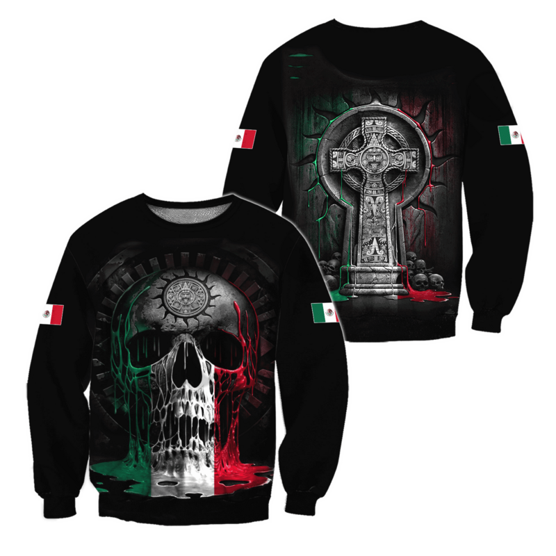 PLstar – sweat-shirt à capuche/Zip Style 6 unisexe, Streetwear humoristique unisexe, avec crâne de drapeau du mexique imprimé 3d, nouveau Style Hrajuku