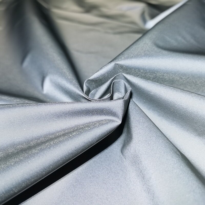 140cm tkanina odblaskowa wysokiej jasności ciemnoszare dodatki do odzieży DIY zrobić na ubrania 100% poliester