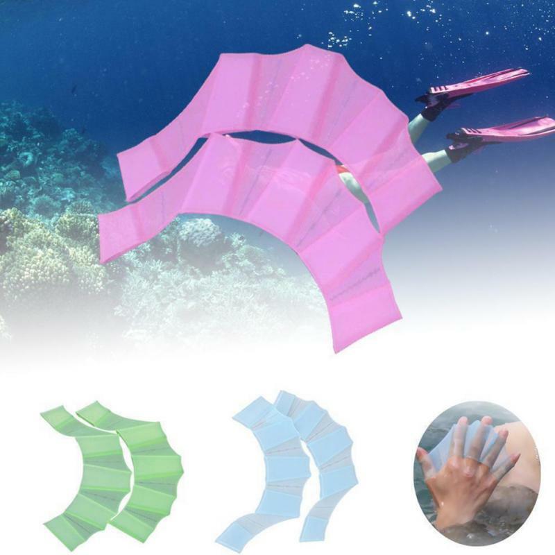 Luvas de silicone tipo rã para natação, unisex, mão, nadadeiras, dedo, mão, remo, esportes aquáticos, ~ 3, 1 par