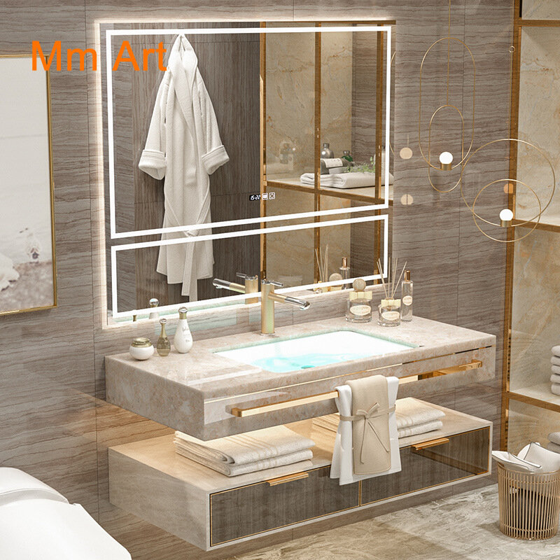 Wasserdichte anti-scratch machen badezimmer-eitelkeit set mit beleuchteten spiegel