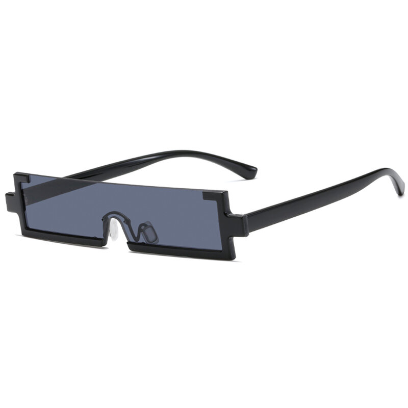 Óculos de sol quadrado feminino, óculos escuros pequenos, vintage, de uma peça, sem aro, transparente, azul, uv400 2021