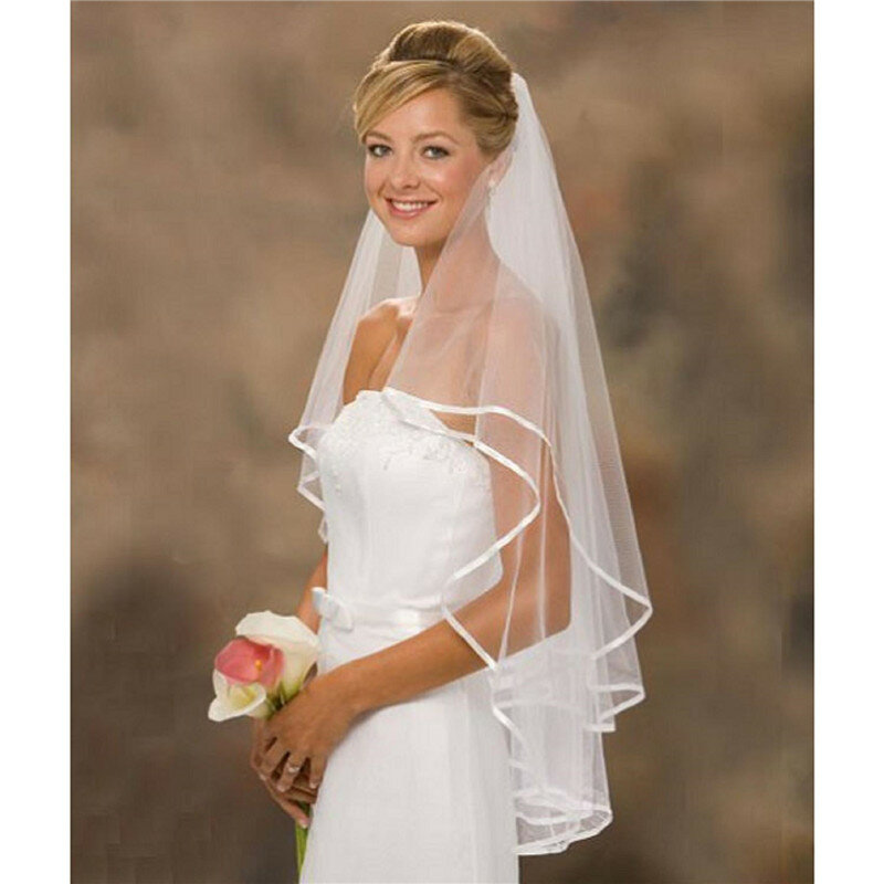 Velo da sposa corto semplice in Tulle a due strati con pettine velo da sposa bianco avorio per la sposa per accessori da sposa matrimonio