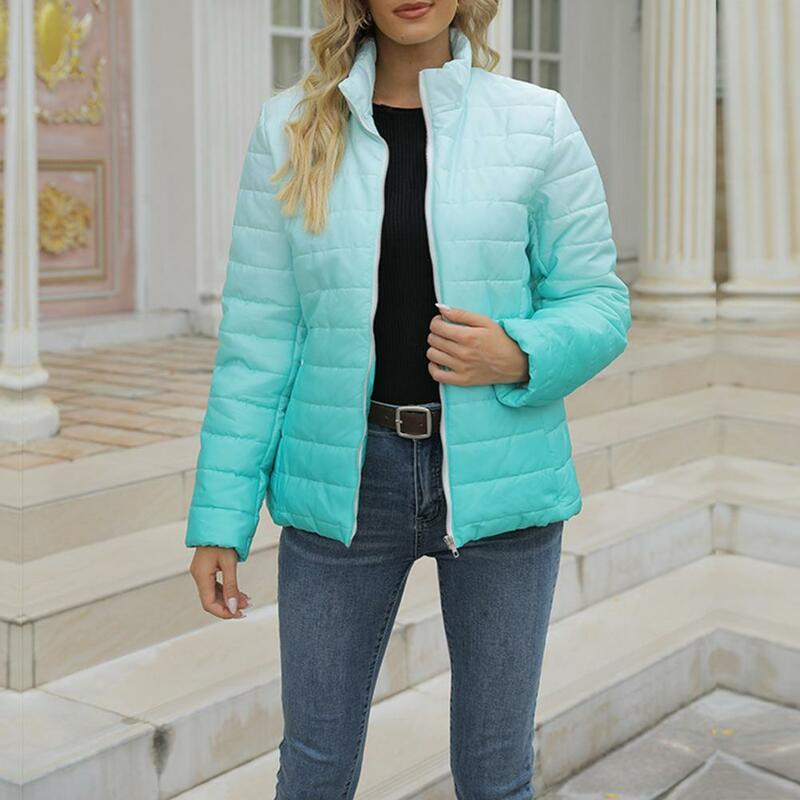 Gradient jacket 2021 nowa ciepła casualowa kurtka colorblock obszerna kurtka damska płaszcze i kurtki damskie