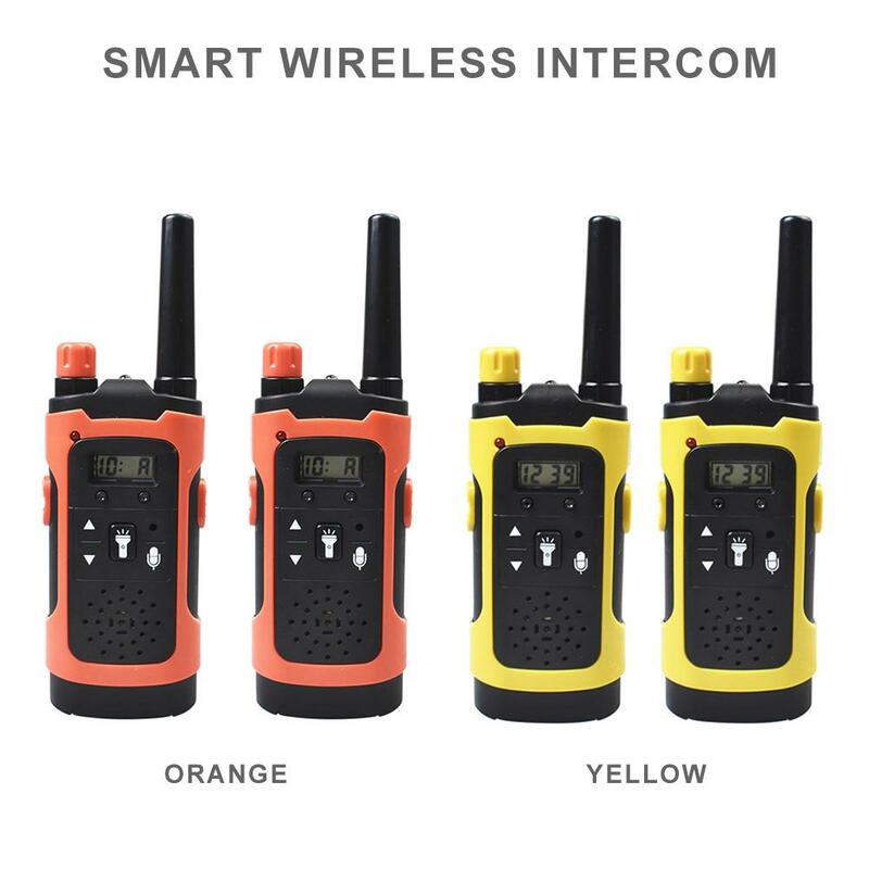 2pcs inteligente walkie talkies com display lcd lanterna som claro à prova dparent água interação pai-filho fingir brinquedo