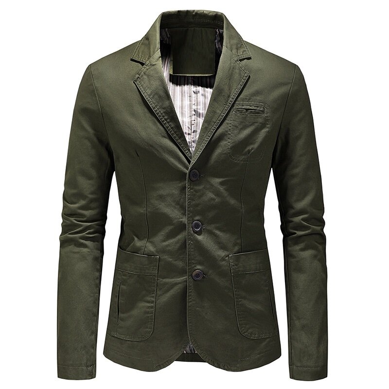 Men's Blazer Casual Suit Jacket Mens Spring And Autumn Coat Single Breasted Blazer Men Cotton Suit Men Outwear Jacket Thin Slim