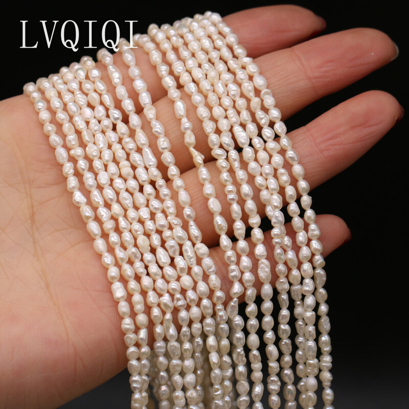 Perle d'eau douce 100% naturelle de haute qualité, perle de riz, poinçon, perles amples pour la fabrication de bijoux, accessoires de collier à breloques, DIY