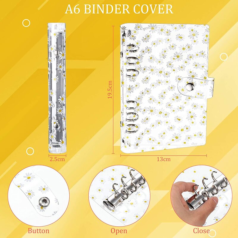 27 Pieces A6 Binder PVC Notebook Cover Budget Envelopes System  Planner with 12 Clear Zipper Pockets, Budget Sheets and Labels