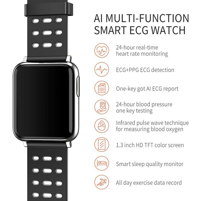 Smartwatch fitness v5 ecg + ppg, smartwatch à prova d' água com monitoramento de frequência cardíaca e pressão sanguínea