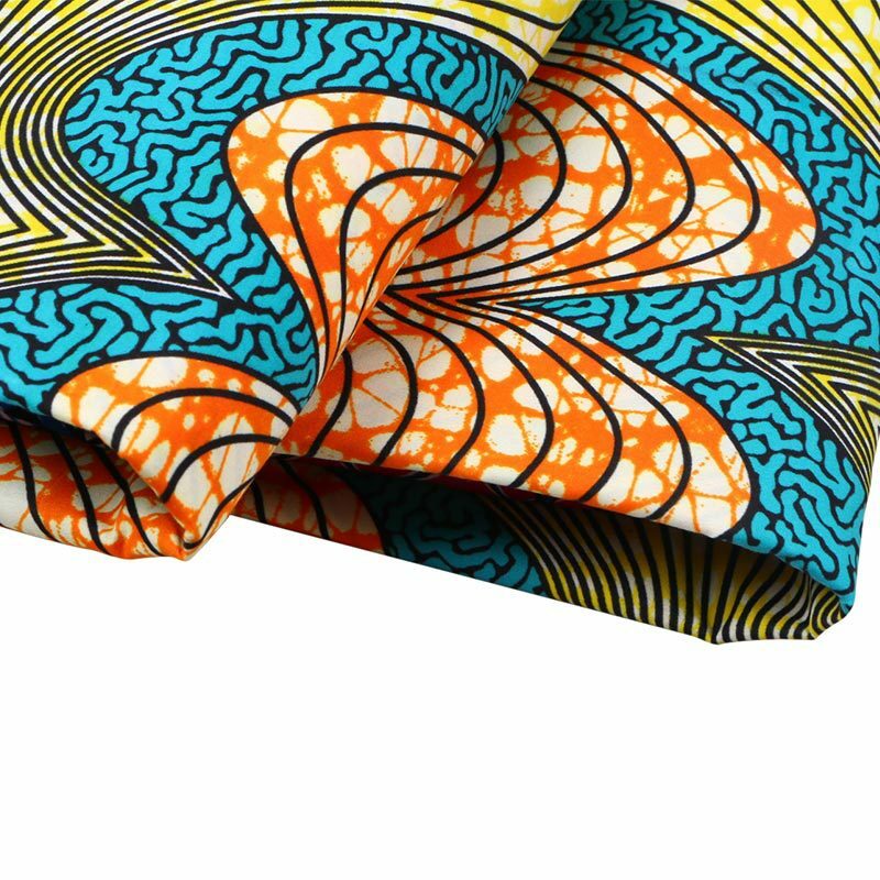 2019 Nieuwe Afrikaanse Wax Stof Oranje Geel & Blue Print Pagnes Afrikaanse Veritable Gegarandeerd Wax Bedrukte Stof