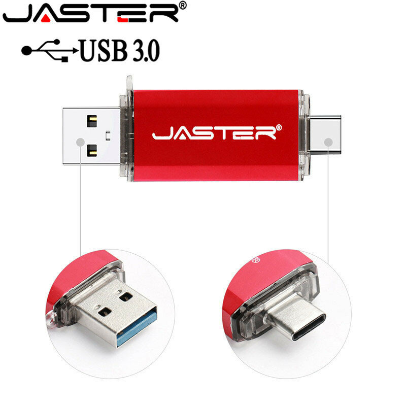 JASTER Hotsale OTG Usb عصا نوع C القلم محرك 128 جيجابايت 64 جيجابايت 32 جيجابايت 16 جيجابايت محرك فلاش USB 3.0 عالية السرعة بندريف لجهاز Type-C