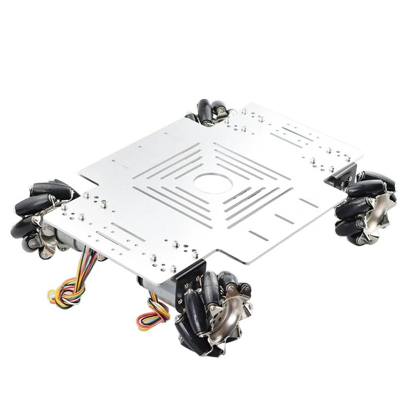 Omni Mecanum-Kit de Chasis de coche Robot con Motor codificador de velocidad de 12V para Arduino, bricolaje, proyecto, plataforma POS, gran carga de 25KG