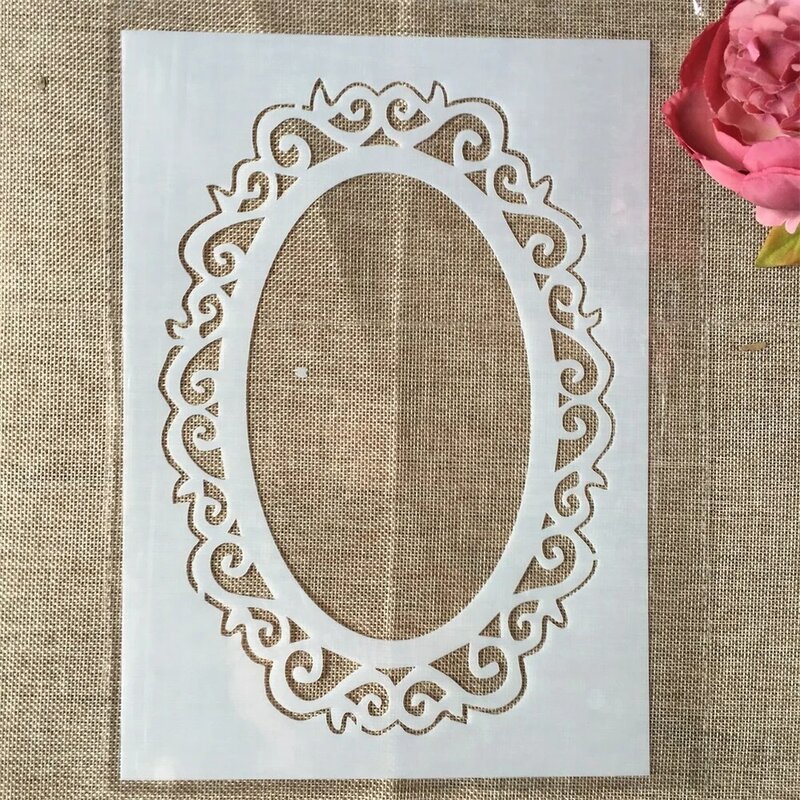 29cm A4 Mirror Oval DIY Layering Stencils Wall Painting Scrapbook Coloring Embossing Album Decorative Template