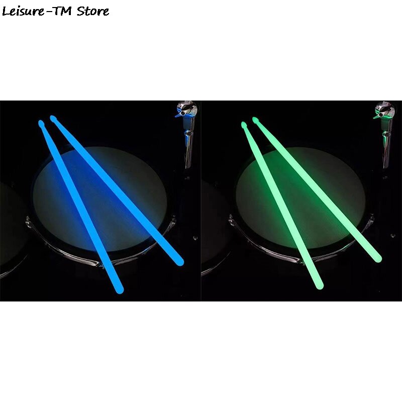 Juego de palitos de tambor luminosos 5A, baquetas fluorescentes que brillan en la oscuridad, 1 par