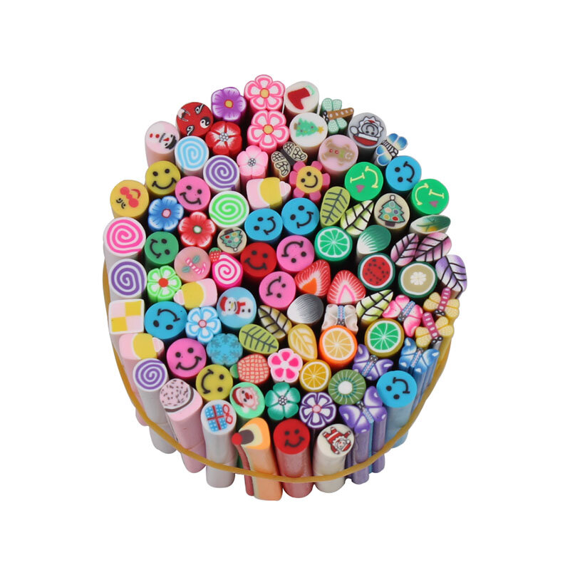 Varillas de palo 3D para decoración de uñas, pegatinas de arcilla polimérica, hoja, sonrisa, corazón, diseño de moda
