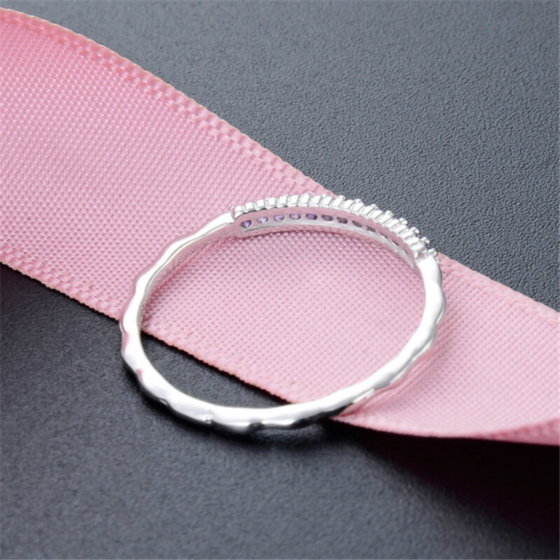 Женские обручальные кольца XINSOM, корейский стиль, Настоящее серебро 925 пробы, фиолетовый, розовый, белый Фианит, подарок для девушек, 20FEBR11