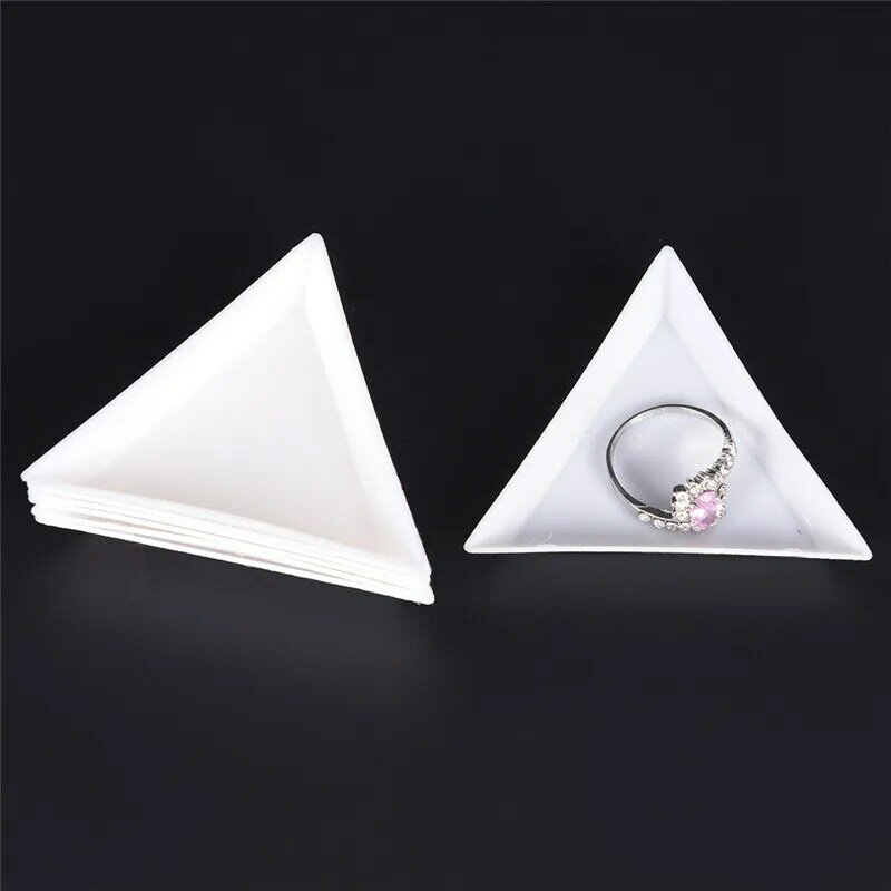 10Pcs White Containers For Beads Display PP Triangle Plate For Jewelry Beads Organizer Plastic Tray Packaging New
