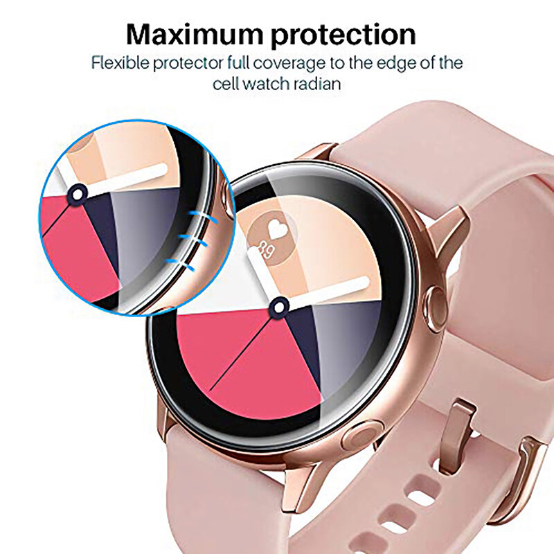 3 Pcs ฝาครอบฟิล์มสำหรับ Samsung Galaxy 2 44 มม.40 มม.นาฬิกา Active SM-R500 ป้องกันหน้าจอ 3D รอบขอบป้องกันการระเบิดความละเอียดสูง