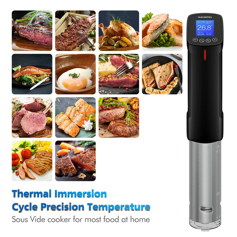 Inkbird sous vide wi-fi culinária fogão 1000w temperatura precisa & timer, circulador de imersão térmica de aço inoxidável para cozinha