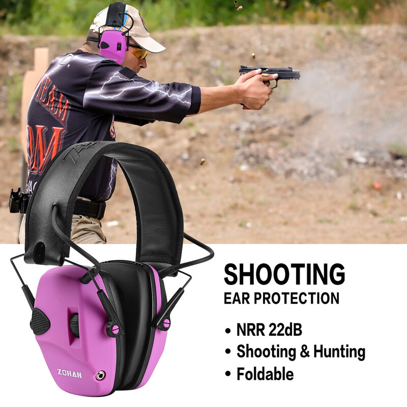 ZOHAN electronic hearing protection shooting Earmuffs Ear Protection Hunting protective Anti-noise headphone for women ear muff