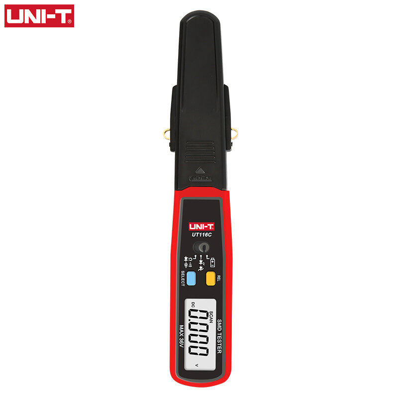 UNI-T UT116C SMD Tester 36V DC Misura di Tensione Della Batteria Rotable Pinzette LED Diodo Multimetro Condensatore Resistenza Tester