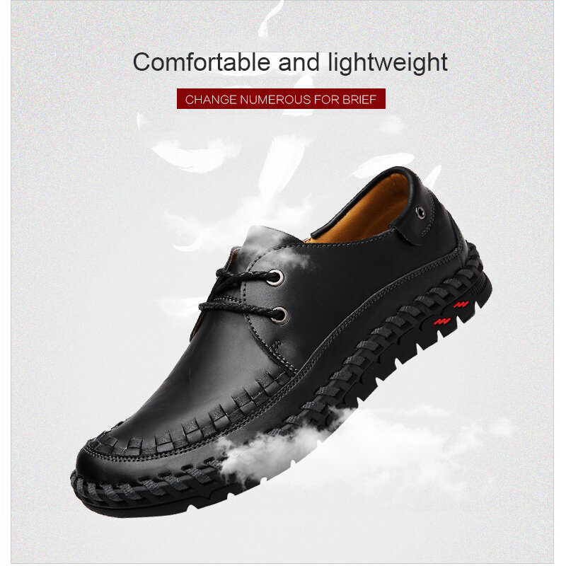 KATESEN Men Leather Casual Shoes Moccasins male Handmade shoes Brand Fashion Men shoes Breathable Driving Shoes Size 38-46