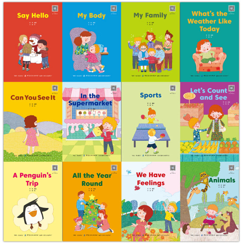 Libro en inglés para niños de 0 a 8 años, libro de cuentos en inglés, libros educativos para niños, juego de 12 unidades