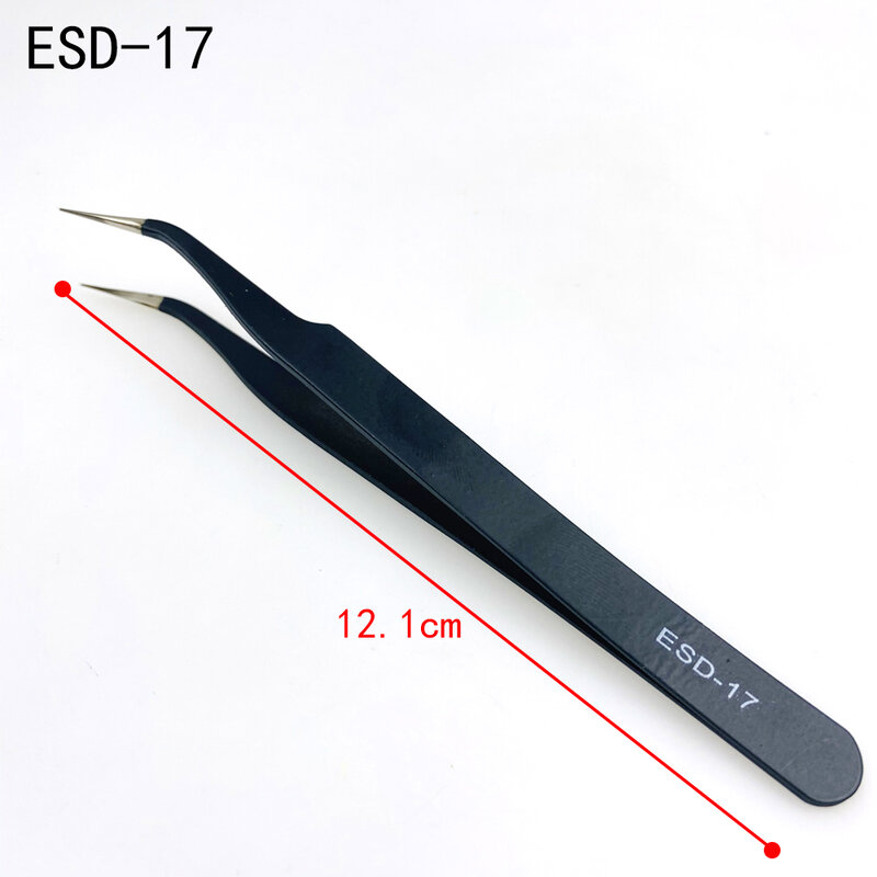 9pcs/set Anti-static ESD Stainless Steel Tweezers Maintenance Tools Industrial Precision Curved Straight Tweezers Repair Tools