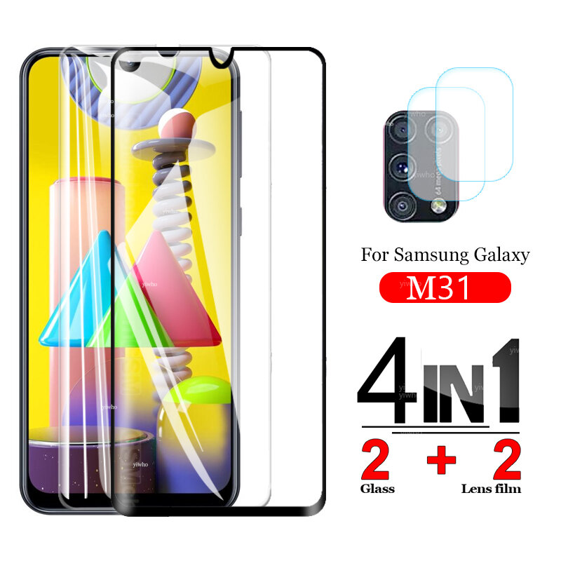 Vidrio templado para Samsung m31, protectores de pantalla de vidrio protector para Galaxy m31, lente de cámara de vidrio de seguridad, película samsungM315F