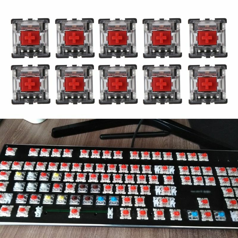 10Pcs Mechanical Keyboard Gateron MX 3 Pin Red Switch Transparent Case