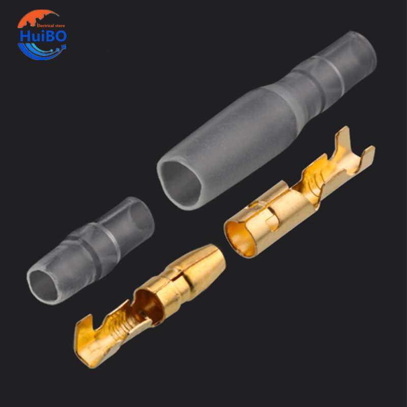 25/50/100sets 4.0 bullet Crimp terminal car electrical wire connector diameter 4mmFemale + Male + Case Cold press terminal