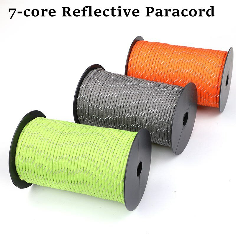50/100m multifunctional 7 Core Reflective 550 Paracord Rope 4 mm Camping Survival Edc Outdoor Parachute Cord Lanyard Rescue rope