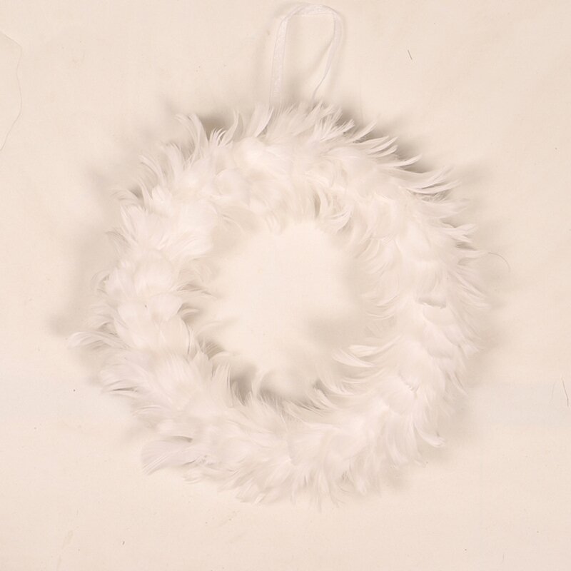 White Feather Wreath Christmas Day Wedding Party Photo Props Home Decorations