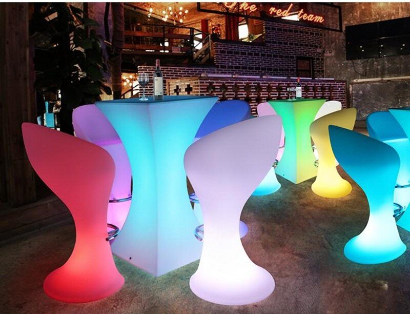 New Rechargeable LED Luminous Cocktail Table Waterproof Glowing Bar Tables Lighted Up Coffee Stool For Club Disco Party Supply