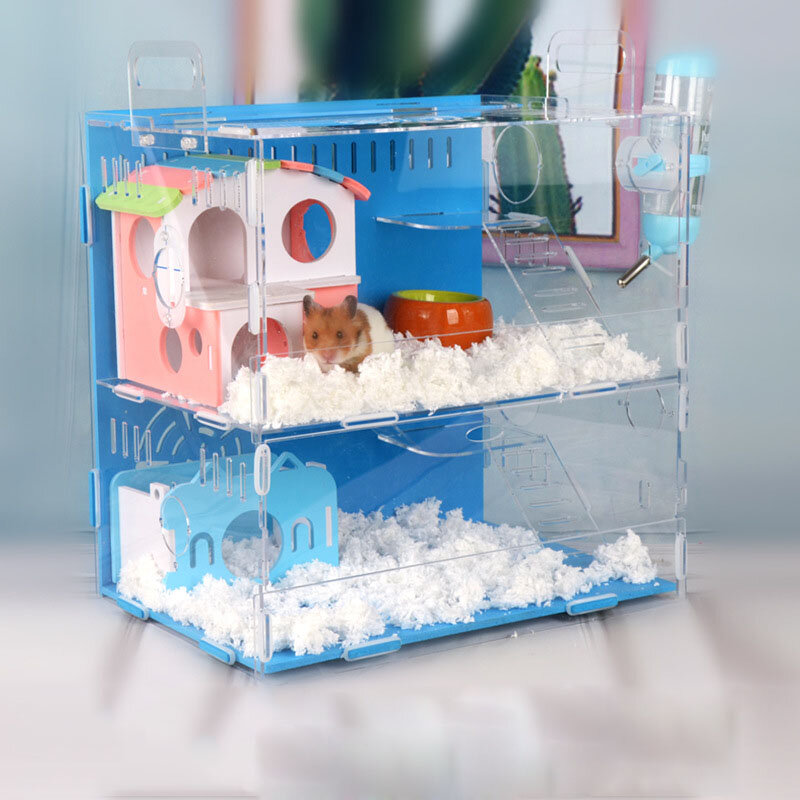 Cage à Hamster en acrylique | Cochon d'inde surdimensionné Villa de luxe, petite boîte d'alimentation pour animaux de compagnie, accessoires de Hamster