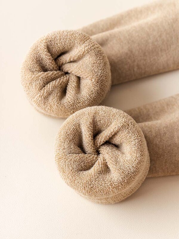 Men's Thick Knee Length Socks In Winter Warm Cotton Casual Black Long Socks 3 Pair