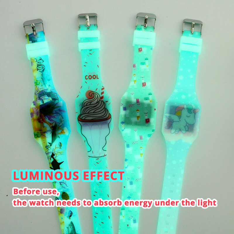 ใหม่ Luminous Ice Cream นาฬิกาเด็กเด็ก Llama สัตว์การ์ตูนรูปแบบหญิงนาฬิกาเด็ก Reloj Infantil นาฬิกาข้อมือ