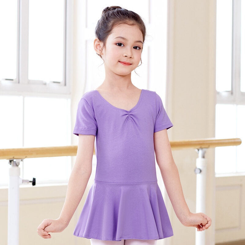 Bé Gái Ba Lê Leotards Nơ Nhảy Đầm Trẻ Em Dài Tay Thể Dục Leotards Hồng Trẻ Em Cotton Thể Dục Dụng Cụ Bodysuits Đầm