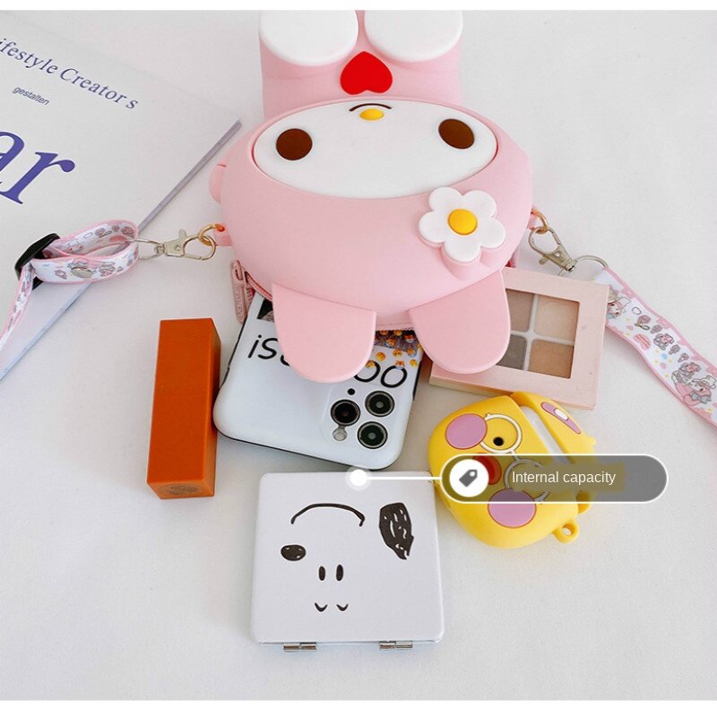 Childrens Soft Silicone Bag Fashion Cartoon Messenger Crossbody Bag Large Capacity Phone Bag Princess Girls Portable Coin Wallet