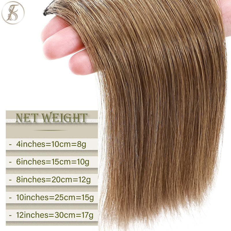 TESS-Extensions de Cheveux Humains à réinitialisation, Extension 100% Naturelle, Postiche de 8cm, Reconstituer le Volume
