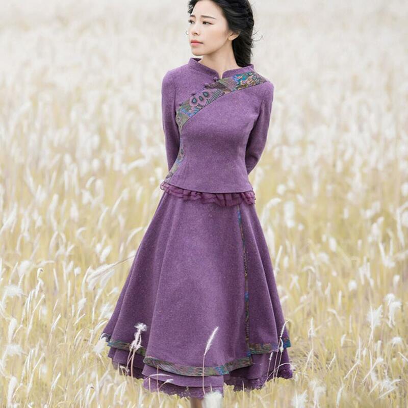 Đầm Thêu Len SoYoung + Cao Cấp Váy Chữ A Hai Mảnh Bộ